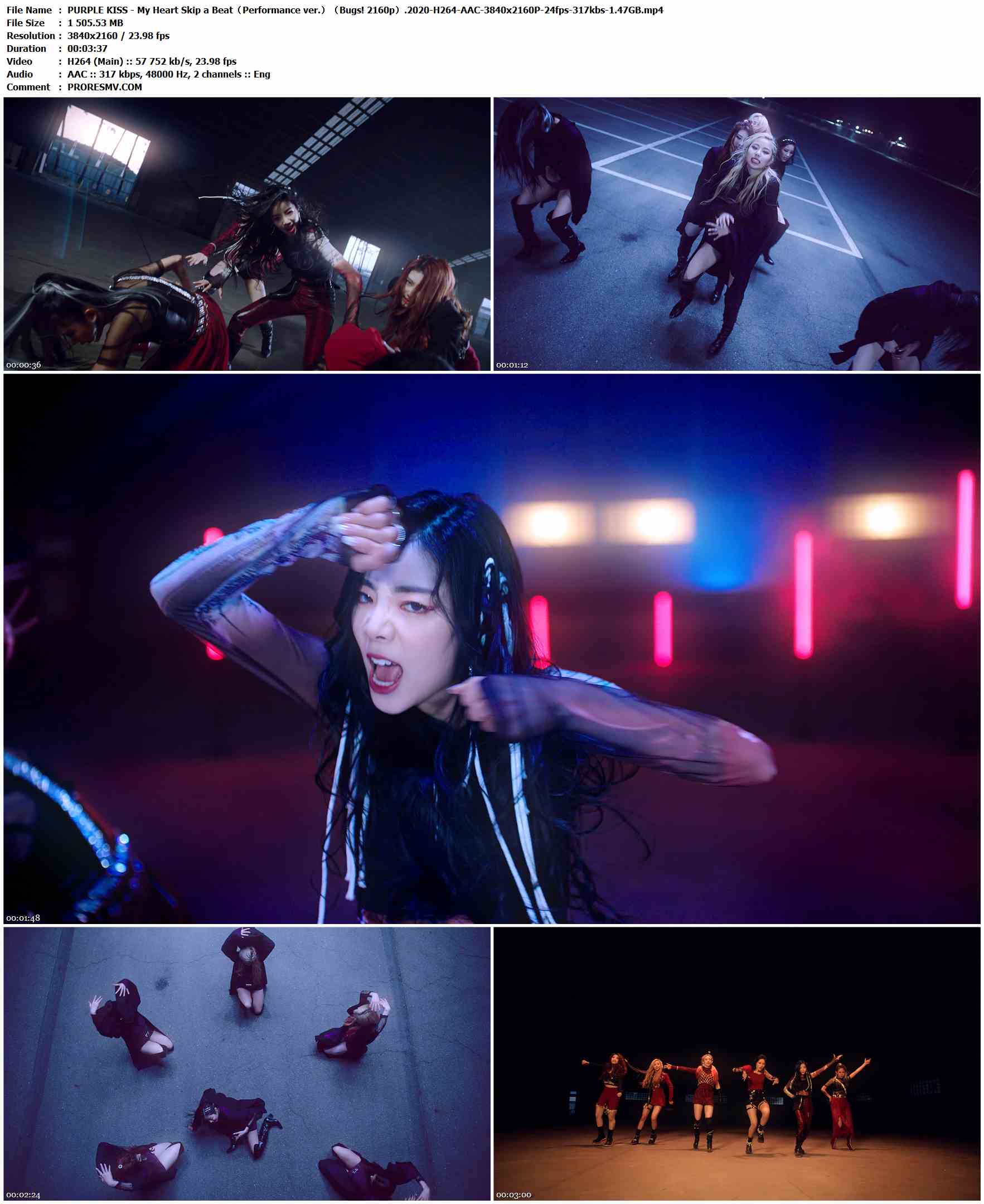 PURPLE KISS - My Heart Skip a Beat（Performance ver.）（Bugs! 2160p）.2020-H264-AAC-3840x2160P-24fps-317kbs-1.47GB官方MV_高清MV
